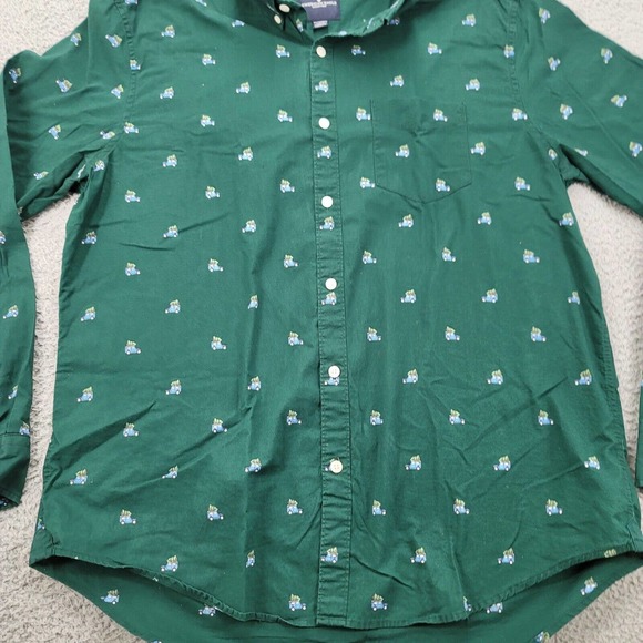 American Eagle Shirt Mens XL Green Long Sleeve Christmas Tree Button Up Soft - Picture 10 of 15
